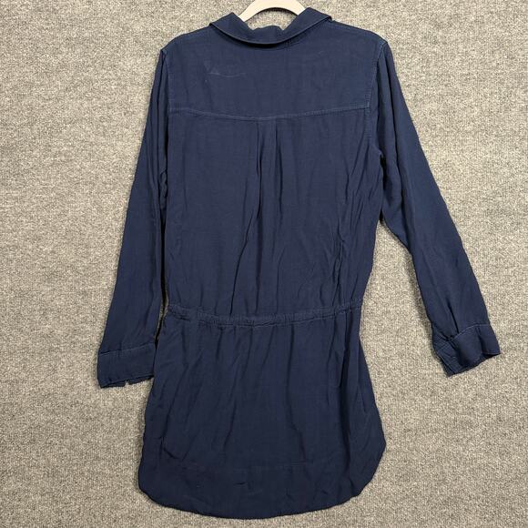 Cloth & Stone Medium Drawstring Romper Button Up Tunic Shirt Black Long Sleeves - Picture 2 of 8